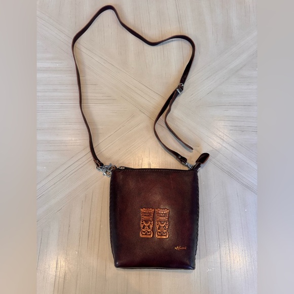 Hawaii Leather Cross Body Shoulder/Crossbody Bag – Brown Handmade Island Leather - Picture 6 of 16